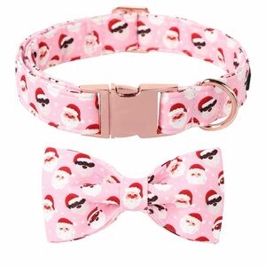 Santa Claus Pink Bow Tie and Collar Set